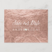 PixDezines Roos Gold/Faux Folie/Opslagdatum Aankondigingskaart (Voorkant)