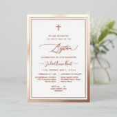 PixDezines Roos Gold Foil Doop Folie Uitnodiging (Staand Voorkant)