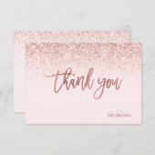 PixDezines Roos Gold Glitter Monogram Hartelijk da Bedankkaart (Voorkant / Achterkant)