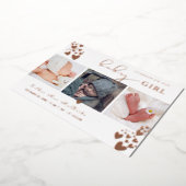 PixDezines Roos Gold Hearts Birth Notice Folie Uitnodiging (Gedraaid)