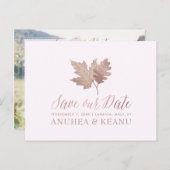 PixDezines Roos Gold Herfst Foliage/sla onze datum Aankondigingskaart (Voorkant / Achterkant)