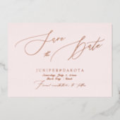 PixDezines Roos Gold Luxe Script Save the Date Folie Uitnodiging (Voorkant)
