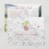 PixDezines Roos Gold/Pineapple/Save our Date Aankondigingskaart (Voorkant / Achterkant)