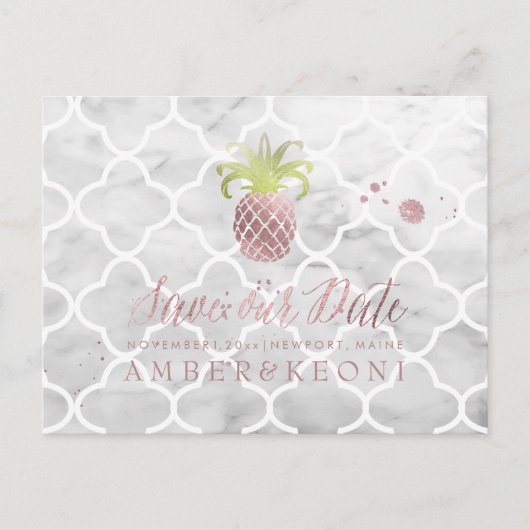 PixDezines Roos Gold/Pineapple/Save our Date Aankondigingskaart (Voorkant)
