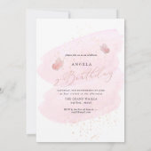 PixDezines Roos Gold Pink Butterflies Waterverf Kaart (Achterkant)