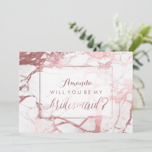 PixDezines Roos Gold zal mijn Bridesmaid zijn Kaart (Staand voorkant)