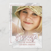 PixDezines Roos Goud/Marmeren Afstuderen Kaart (Voorkant / Achterkant)