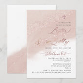 PixDezines Roos Gouden doop+1e Verjaardag Kaart (Voorkant / Achterkant)