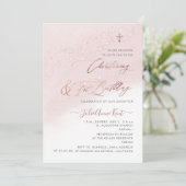 PixDezines Roos Gouden doopfeest + 1e Verjaardag Kaart (Staand voorkant)