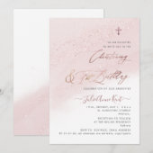 PixDezines Roos Gouden doopfeest + 1e Verjaardag Kaart (Voorkant / Achterkant)