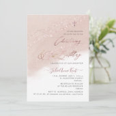 PixDezines Roos Gouden doopfeest + 1e Verjaardag Kaart (Staand voorkant)