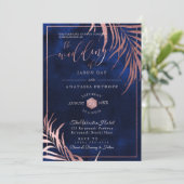 PixDezines Roos Gouden Palm Fronds+H2O Navy Kaart (Staand voorkant)