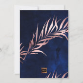 PixDezines Roos Gouden Palm Fronds+H2O Navy Kaart (Achterkant)