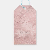 PixDezines Roos Gouden Sneeuw Bokeh+Confetti Dank  Cadeaulabel (Achterkant)
