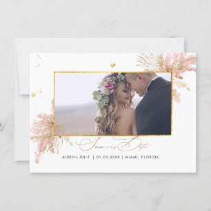 PixDezines Roos Pampas Faux Gold Fan Palms Save The Date