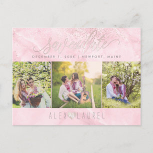 PixDezines Roos Quartz Opslaan Datum/Blush Confett Briefkaart