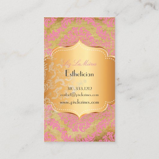 PixDezines Rosette damask/faux parchment Visitekaartje (Achterkant)