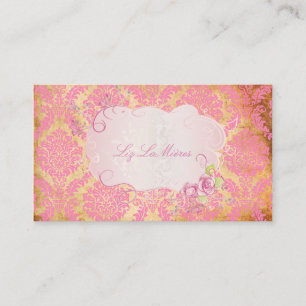 PixDezines Rosette damask/faux parchment Visitekaartje