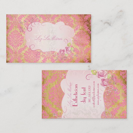 PixDezines Rosette damask/faux parchment Visitekaartje (Voorkant / Achterkant)