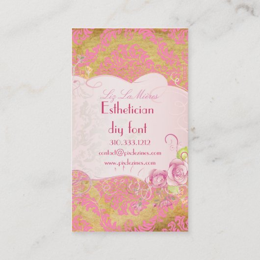 PixDezines Rosette damask/faux parchment Visitekaartje (Achterkant)
