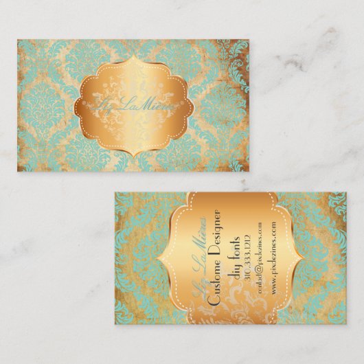 PixDezines Rosette damast/faux perkament Visitekaartje (Voorkant / Achterkant)