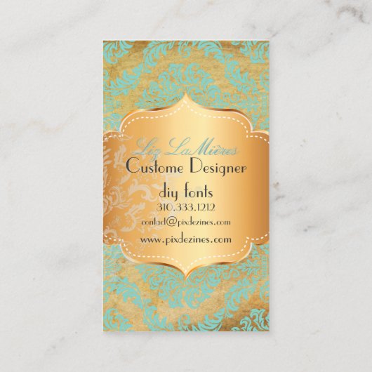 PixDezines Rosette damast/faux perkament Visitekaartje (Achterkant)