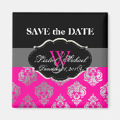 PixDezines Rossellini Damask, Faux Silver+Pink Magneet (Voorkant)