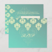 PixDezines Rossellini Damask RSVPs voor 5x7 nodigt RSVP Kaartje (Voorkant / Achterkant)