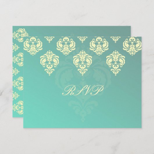 PixDezines Rossellini Damask RSVPs voor 5x7 nodigt RSVP Kaartje (Voorkant / Achterkant)