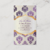 PixDezines rossellini damast/pruim+parel Visitekaartje (Achterkant)