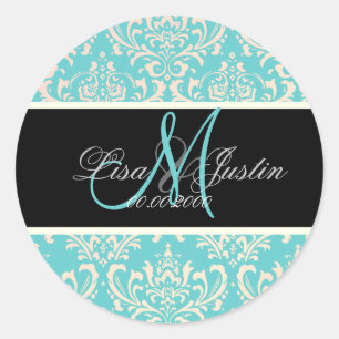 PixDezines Rossi Damask, aangepaste kleur!!!! Ronde Sticker