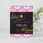 PixDezines Rossi Damask, BBT Mitzvah/DIY kleur Kaart (Staand voorkant)