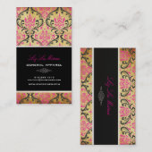 PixDezines  Rossi Damask/black+roze Visitekaartje (Voorkant / Achterkant)