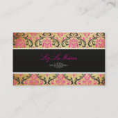 PixDezines  Rossi Damask/black+roze Visitekaartje (Achterkant)