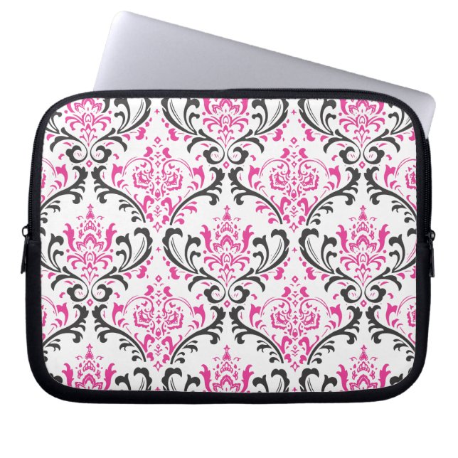 PixDezines Rossi Damask/DIY achtergrondkleur! Laptop Sleeve (Voorkant)