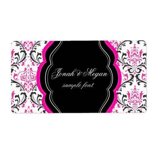 PixDezines Rossi Damask/DIY/black+hot pink Etiket (Voorkant)