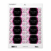 PixDezines Rossi Damask/DIY/black+hot pink Etiket (Full Sheet)