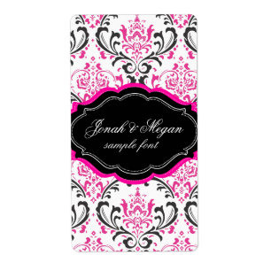 PixDezines Rossi Damask/DIY/black+hot pink Etiket