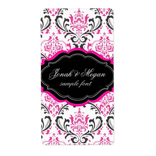 PixDezines Rossi Damask/DIY/black+hot pink Etiket (Voorkant)