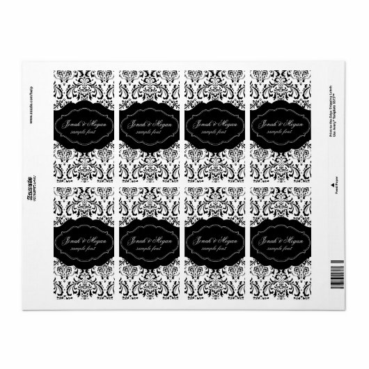 PixDezines Rossi Damask/DIY/black+white Etiket (Full Sheet)