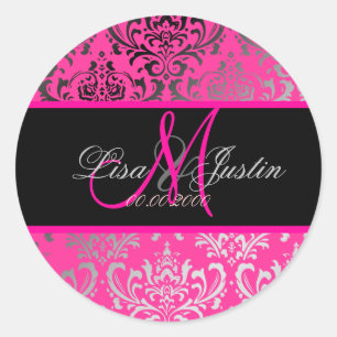 PixDezines Rossi Damask, DIY kleur!!!! Ronde Sticker
