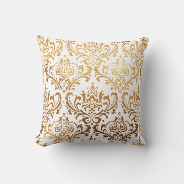 PixDezines Rossi Damask/Faux Gold Kussen (Voorkant)