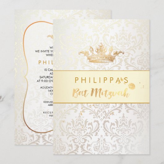 PixDezines Rossi Damask/Faux gouden kroon Kaart (Voorkant / Achterkant)