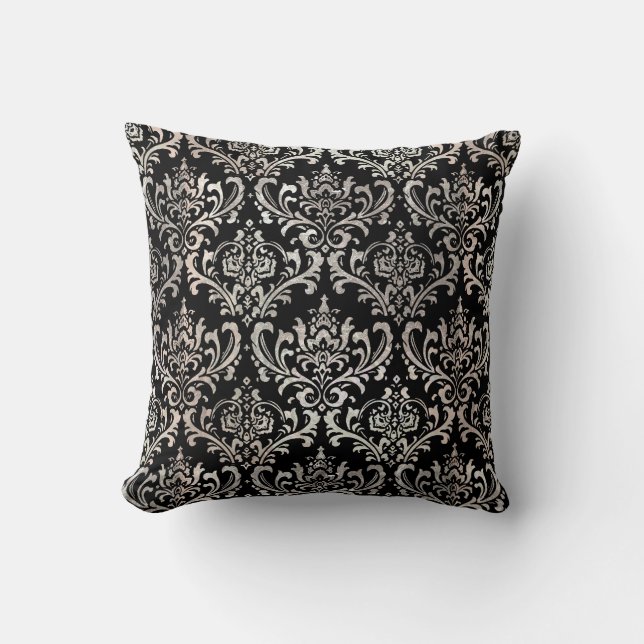 PixDezines Rossi Damask/Faux Silver Kussen (Voorkant)