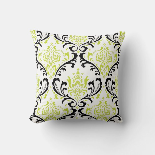 PixDezines Rossi Damask/Groen/Zwart Kussen (Voorkant)