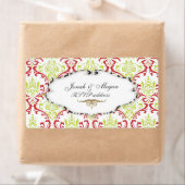 PixDezines Rossi Damask | Kerstmis Etiket (Insitu)