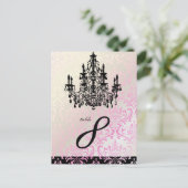 PixDezines Rossi Damask+Kroonluchter tafelkaarten Briefkaart (Staand voorkant)