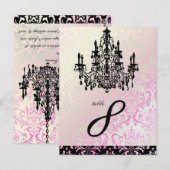 PixDezines Rossi Damask+Kroonluchter tafelkaarten Briefkaart (Voorkant / Achterkant)