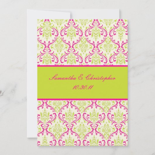 PixDezines Rossi, Damask / Lime+Fuchsia Kaart (Voorkant)