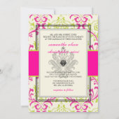 PixDezines Rossi, Damask / Lime+Fuchsia Kaart (Achterkant)
